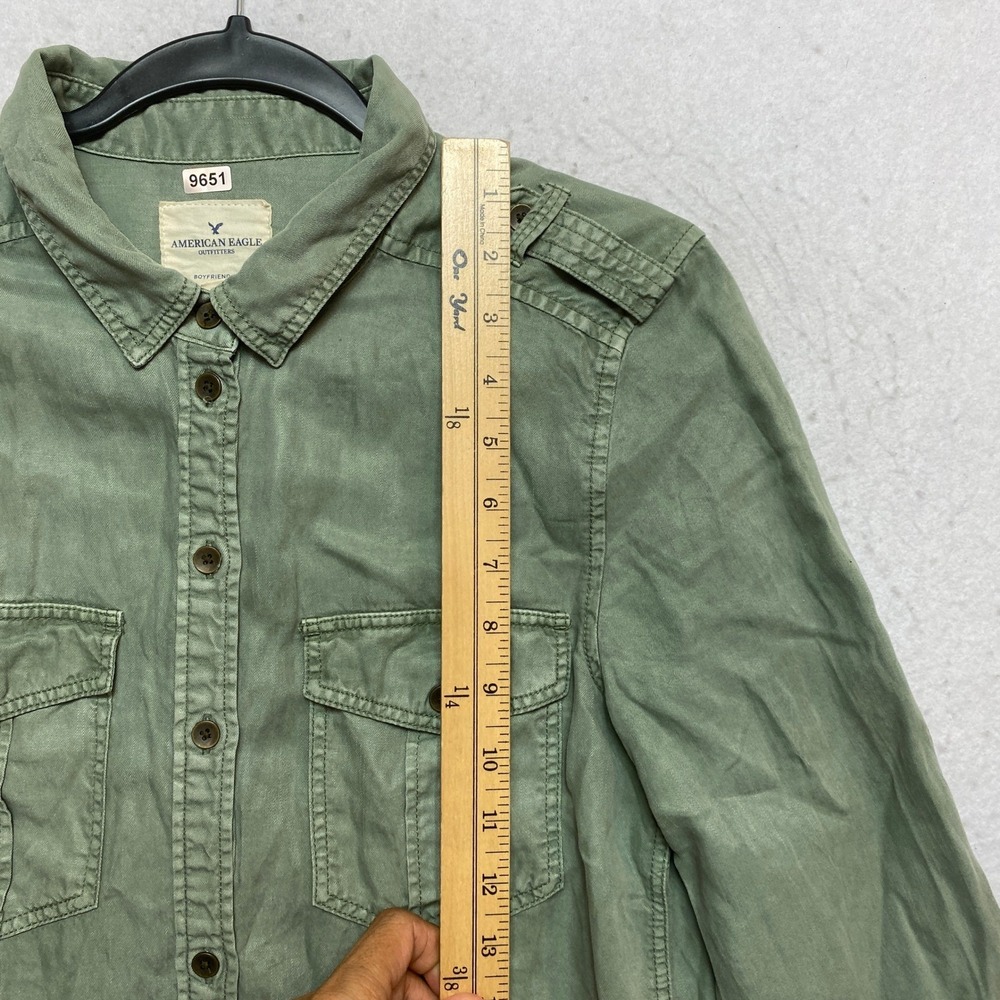 American Eagle Shirt Womens Small Olive Military Utility Button Down - Picture 2 of 10